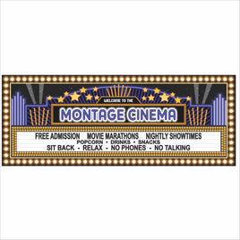 personalized home theater marquee sign with stars and lights design
