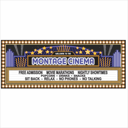 personalized home theater marquee sign with stars and lights design