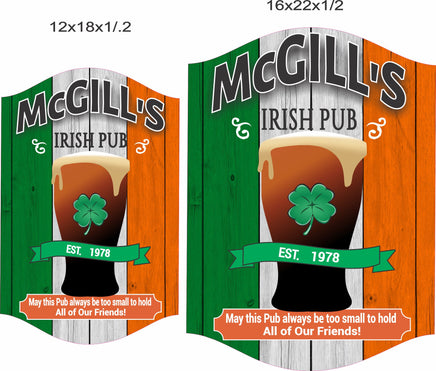 irish pub sign shown in two sizes side by side to compare scale