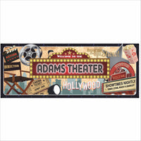 personalized home theater sign with marquee lights and custom name