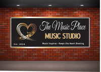 Golden Heartbeat: Personalized Music Studio Sign with Custom Text & Established Date