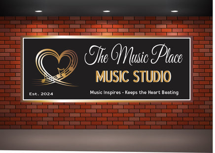 Golden Heartbeat: Personalized Music Studio Sign with Custom Text & Established Date