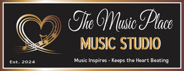 Personalized Music Studio sign with elegant black and gold heart and music note design