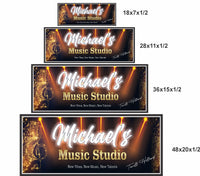 personalized music studio sign shown in four sizes for scale comparison