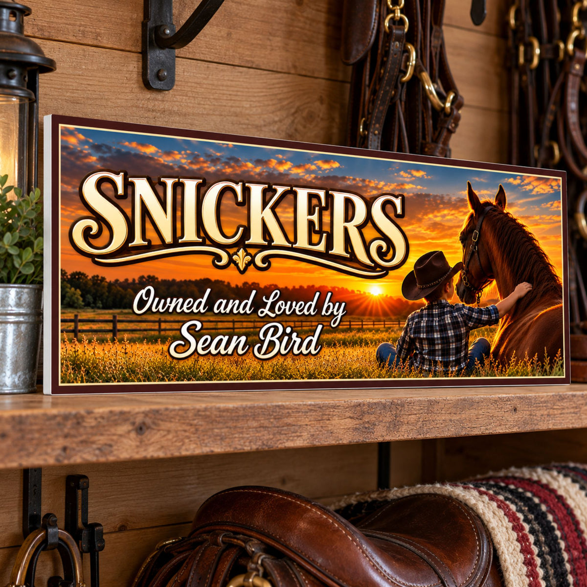 Custom Boy and Horse Sign - Personalized Horse Lover Decor