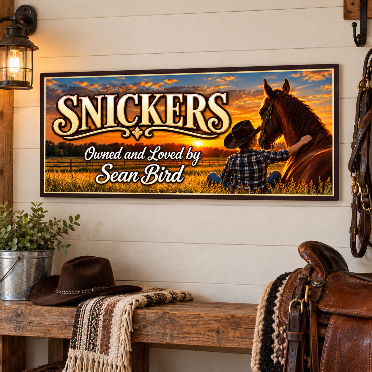 Custom Boy and Horse Sign - Personalized Horse Lover Decor