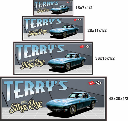 18x7 28x11 36x15 and 48x20 inch personalized 1963 classic car garage sign size options