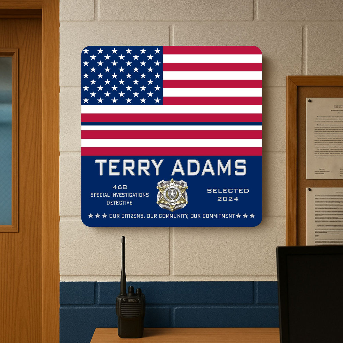Officer Spotlight Sign Custom Police Officer Tribute Sign Patriotic Decor | Fun Sign Factory