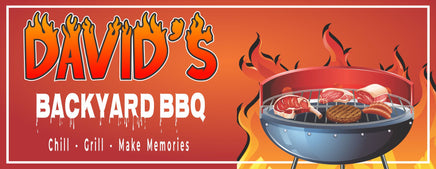 Image of a personalized flaming backyard barbecue sign, adding flair to outdoor cooking spaces.