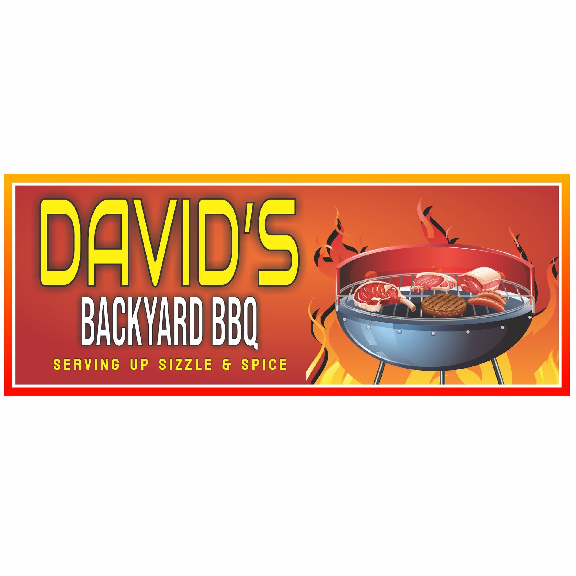 image of a personalized flaming backyard barbecue sign, adding flair to outdoor cooking spaces