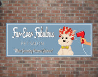 Pampered Paws: Personalized Pet Salon Sign with Dog in Curlers