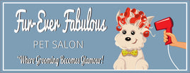 Pampered Paws: Personalized Pet Salon Sign with Dog in Curlers