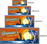 four available sizes of custom fishing cabin sign side by side