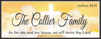Personalized Joshua 24:15 sign with glowing cross and scripture verse