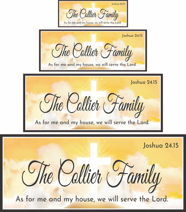 Joshua 24:15 wall sign with 4 available sizes shown for scale



