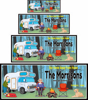 RV sign displayed in all 4 sizes: 18x7, 28x11, 36x15, and 48x20 inches
