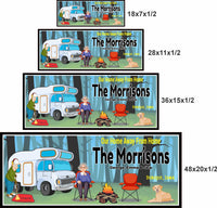 RV sign displayed in all 4 sizes: 18x7, 28x11, 36x15, and 48x20 inches