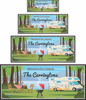 RV campsite sign size options shown in scale