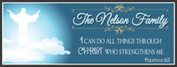 Christian wall sign with Jesus on clouds and Philippians 4:13 scripture