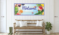 Tropical beach house sign displayed on an outdoor patio wall