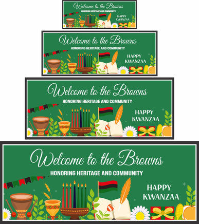 Custom Kwanzaa sign shown in all four available sizes