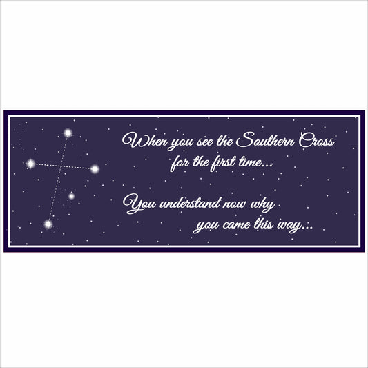 Southern Cross constellation wall sign with quote and night sky background