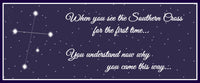 Southern Cross constellation wall sign with quote and night sky background