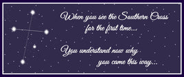 Southern Cross constellation wall sign with quote and night sky background