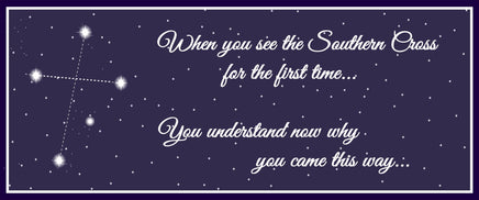 Southern Cross constellation wall sign with quote and night sky background
