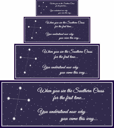 Starry constellation wall sign shown in all four sizes against a neutral wall