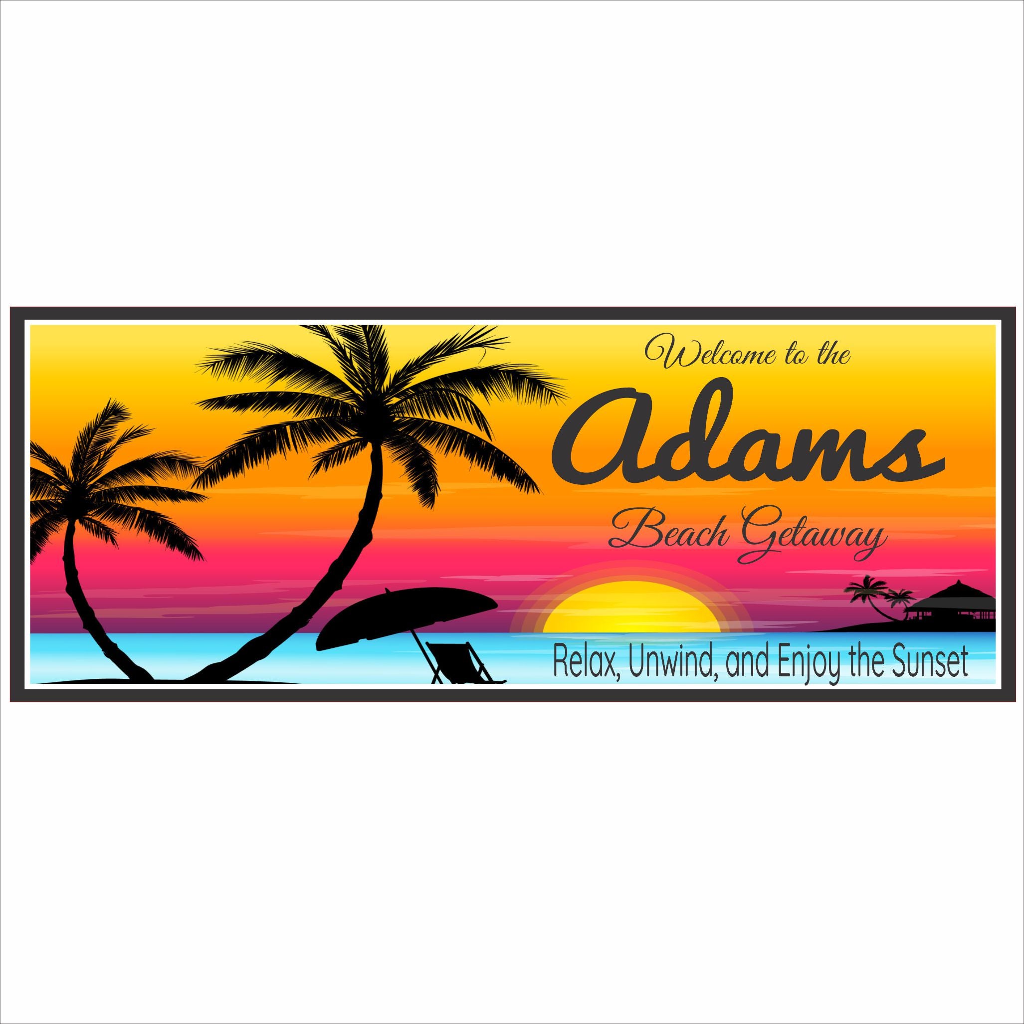 Personalized Beach Sunset Sign – Tropical Wall Art | Fun Sign Factory