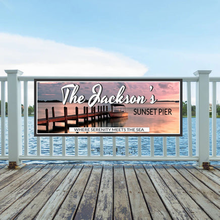 Custom lake house dock sign displayed on a coastal cabin wall or nautical-themed room