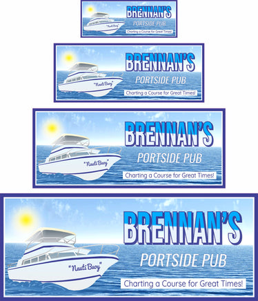 Portside pub wall art shown in four sizes to illustrate scale and display options
