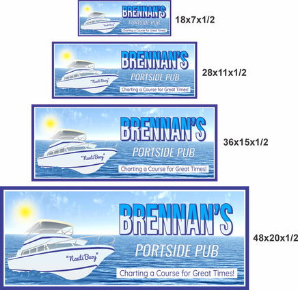 Portside pub wall art shown in four sizes to illustrate scale and display options