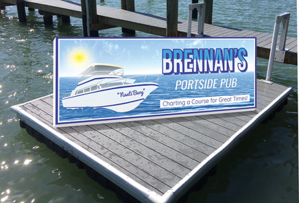 Nautical boat bar sign displayed in a marina, dockside pub, or outdoor coastal bar setup