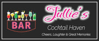 Neon-style cocktail bar sign with customizable name, colorful drinks, and glowing text