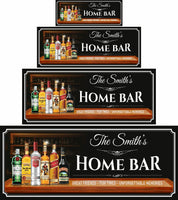 Custom bar wall art shown in four available sizes for layout planning and scale