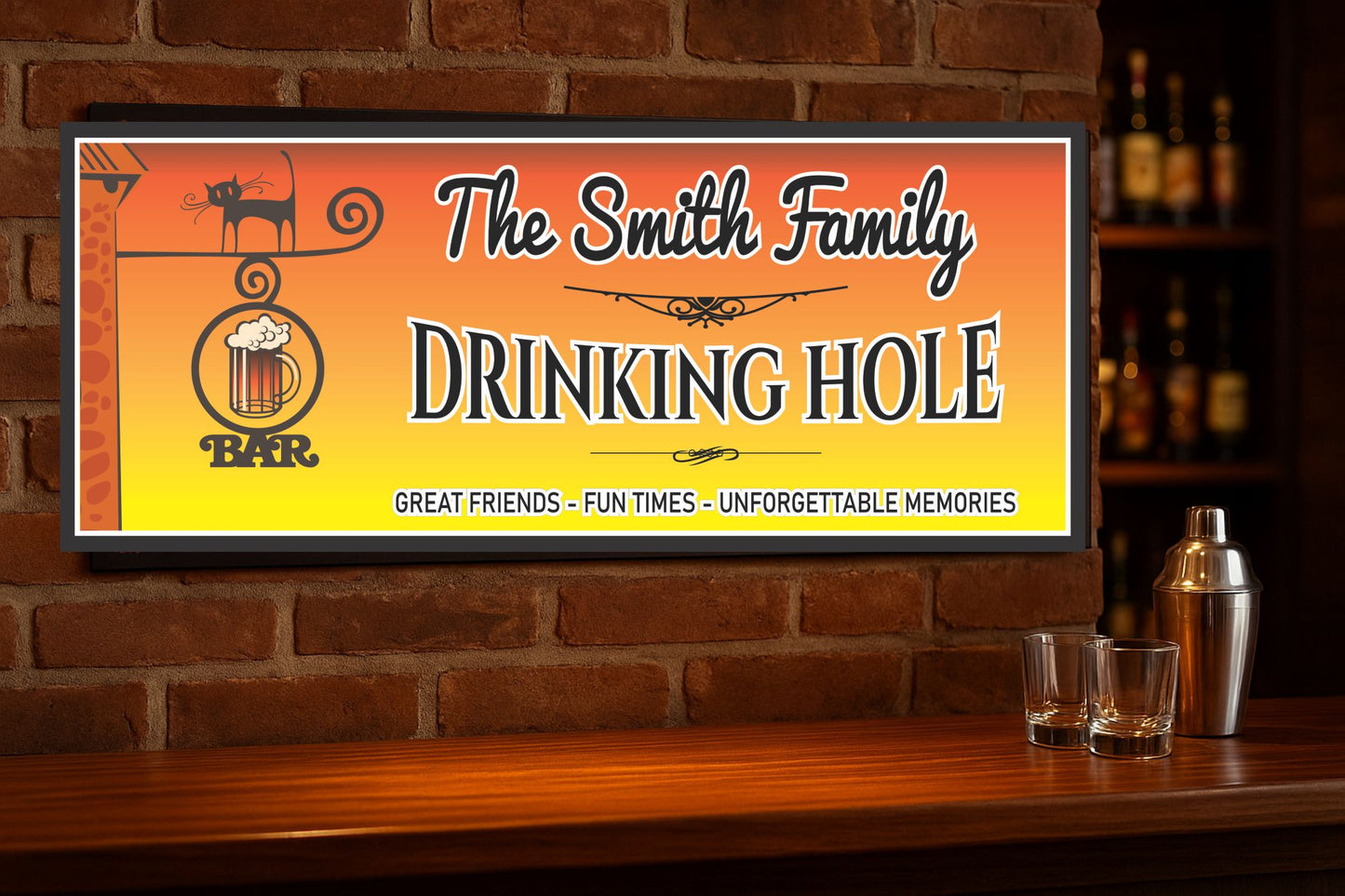 Custom Bar Sign – Personalized Drinking Hole Wall Art