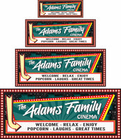 etro theater sign shown in four sizes for visual size comparison and display planning
