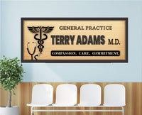 medical office sign displayed in a clinic or exam room setting with clean decor
