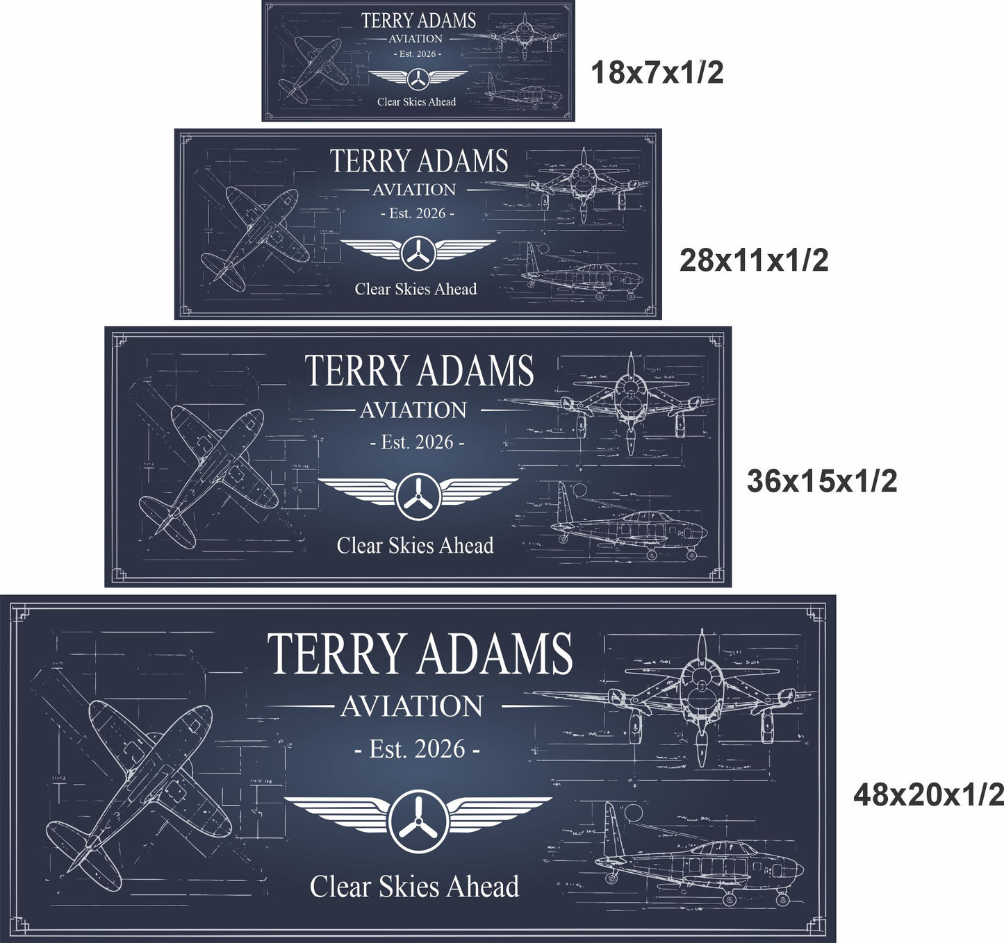 aviation sign size comparison chart