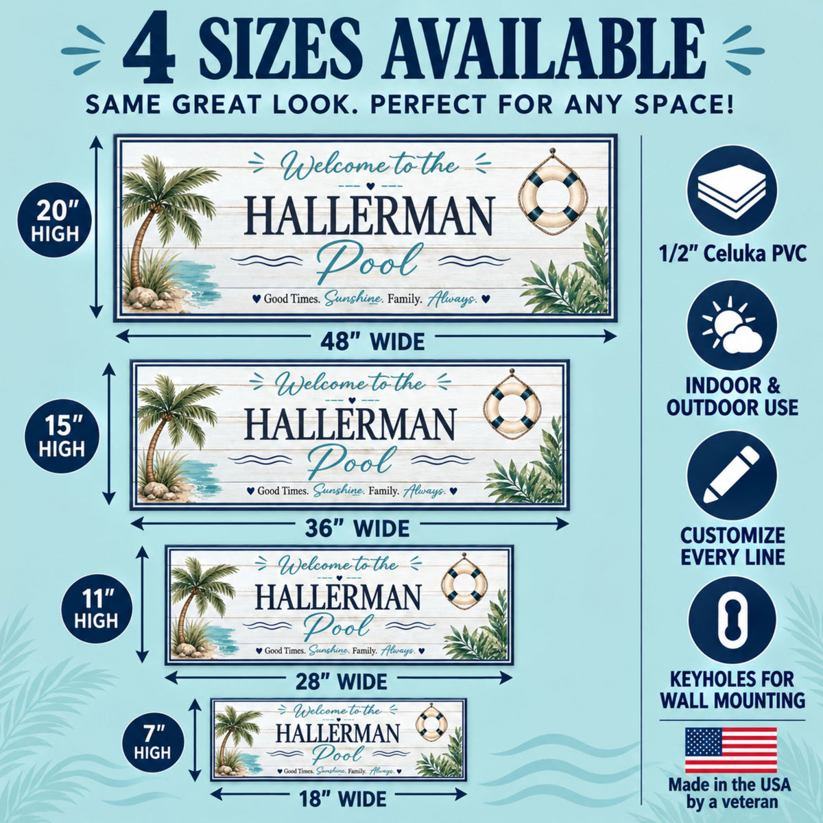 Custom Pool Sign Personalized Backyard Pool Wall Decor