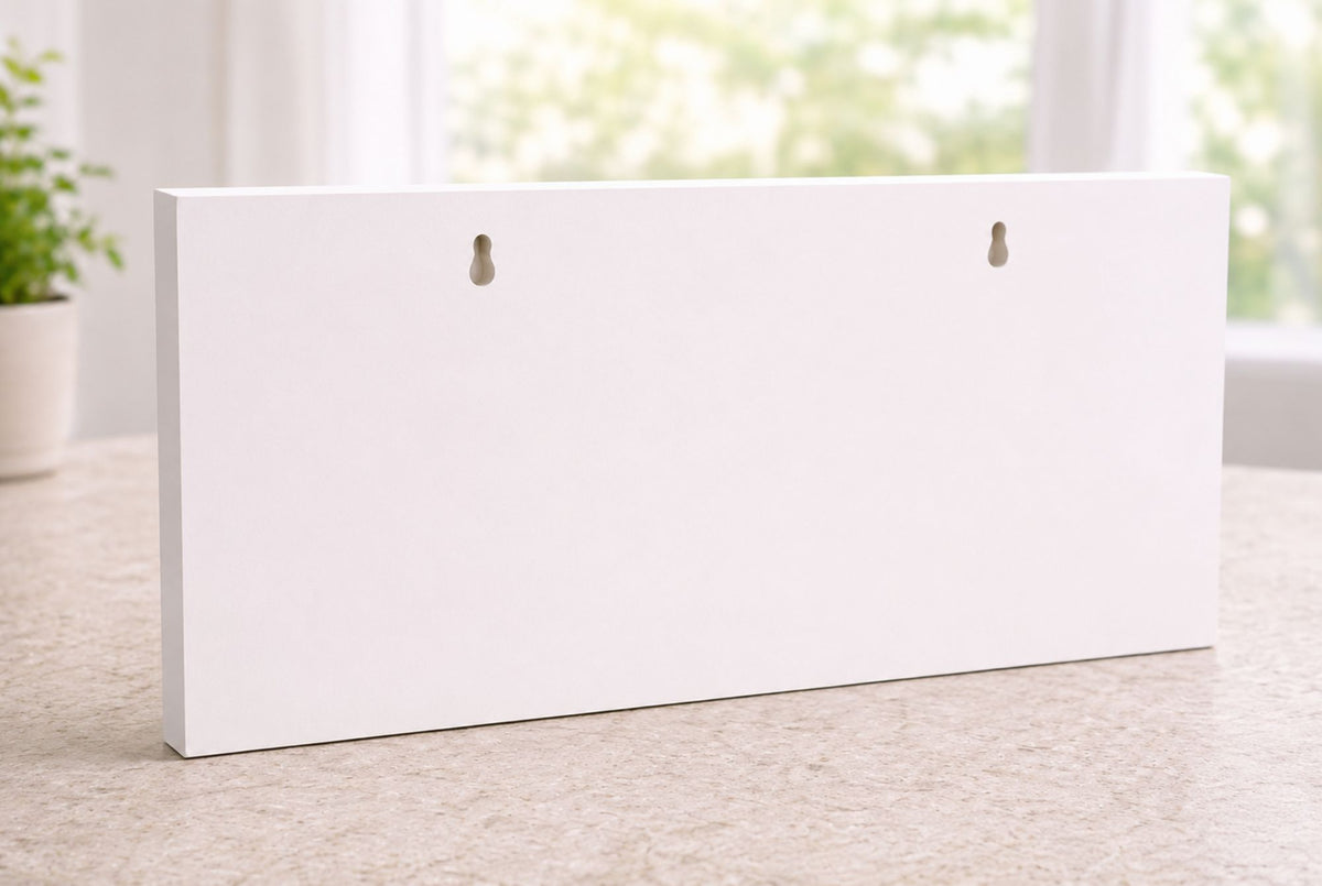 Back of personalized marquee sign showing keyhole mounting
