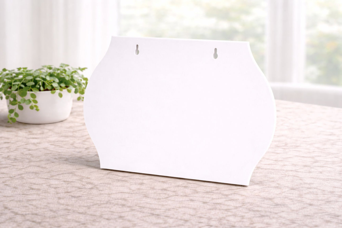 Back view of arched wall sign showing keyhole mounting for easy 