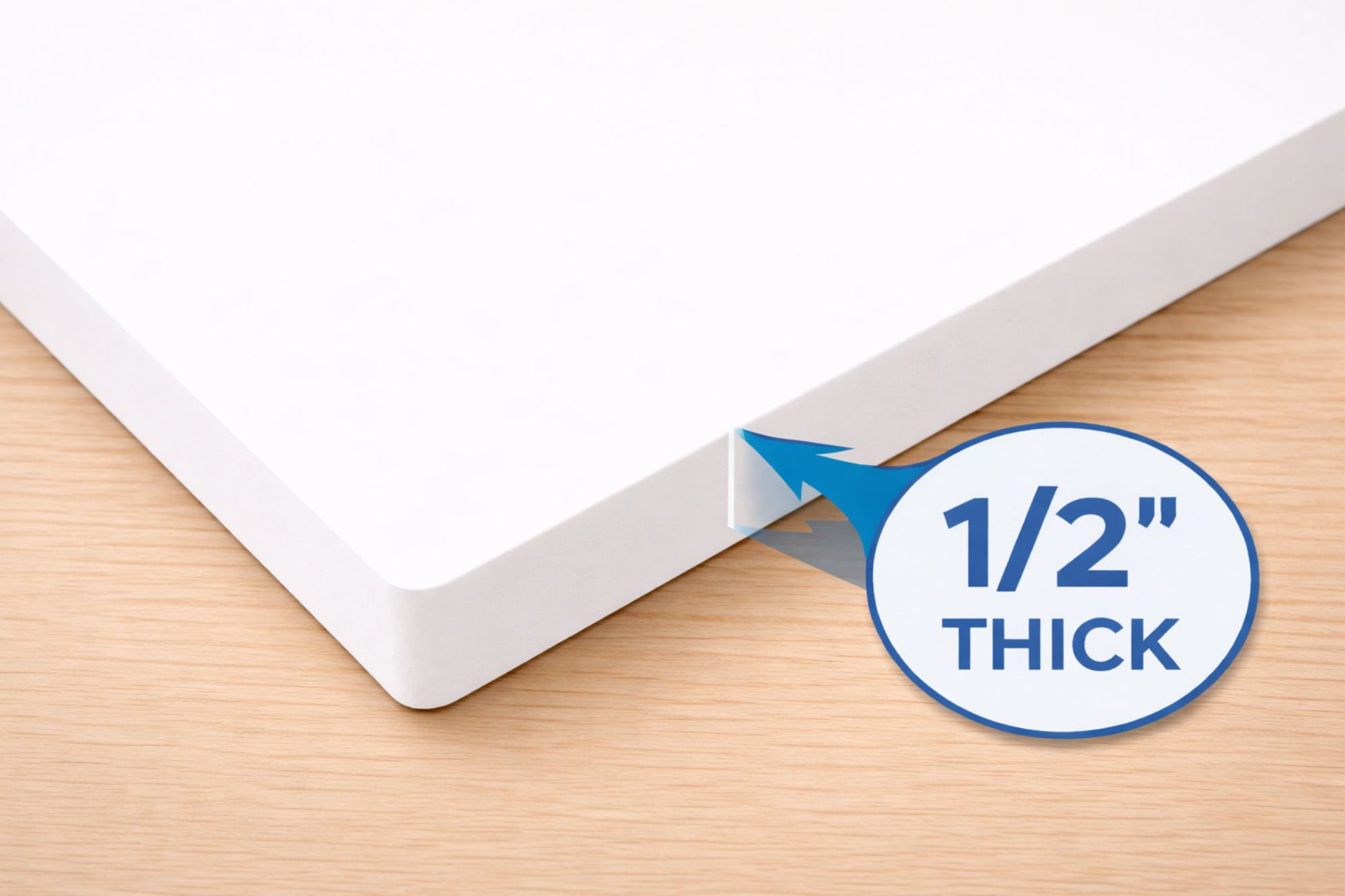 Close-up of thick Komocel PVC material showing smooth edges and durable construction