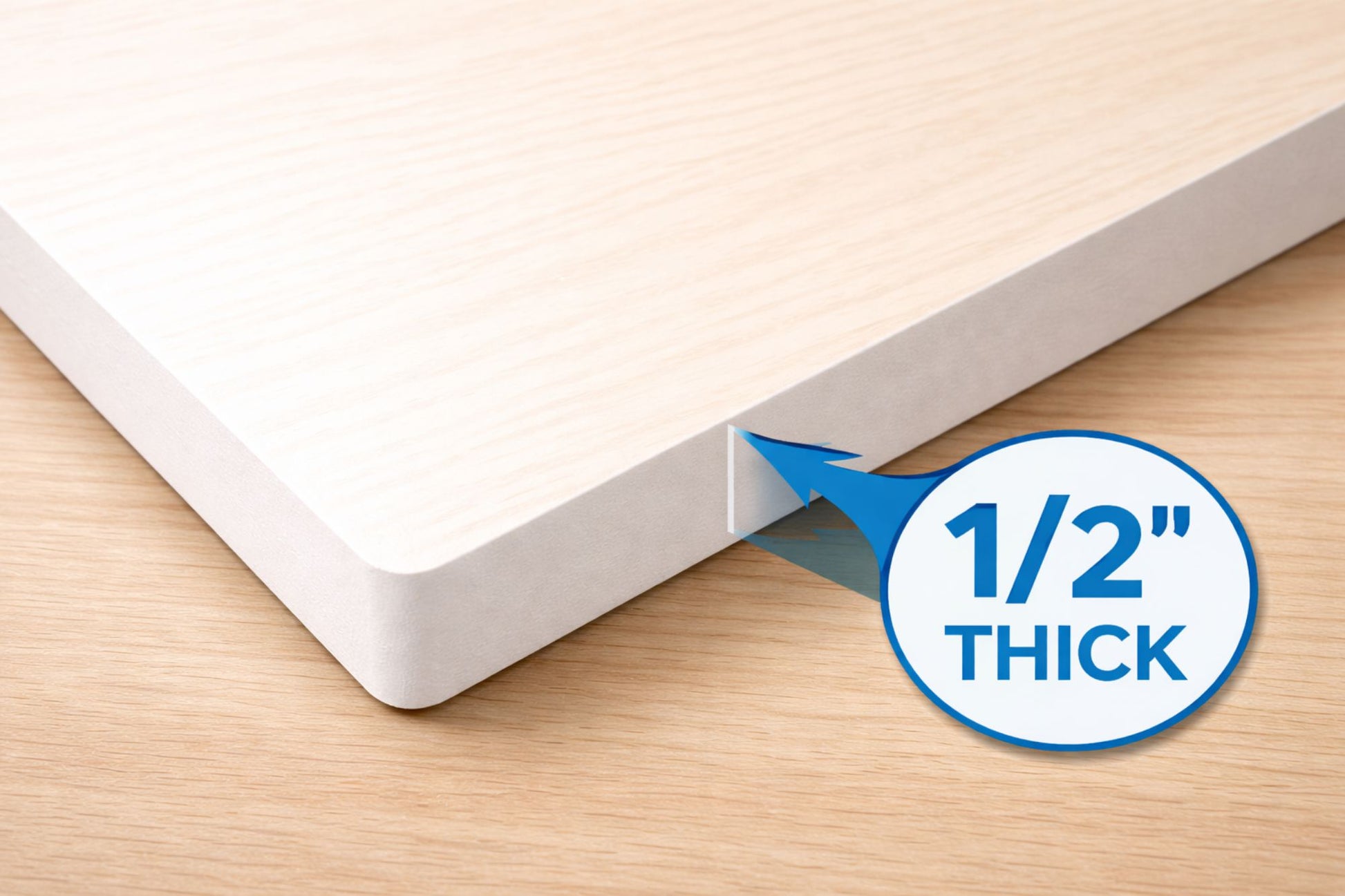 Close-up of rigid PVC sign corner showing smooth edges and 1/2 inch thickness for durability