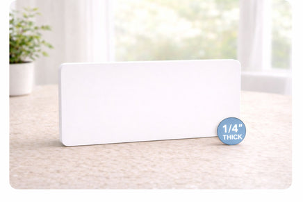 side view of 1/4 inch thick komotex pvc kids room sign with mounting tape