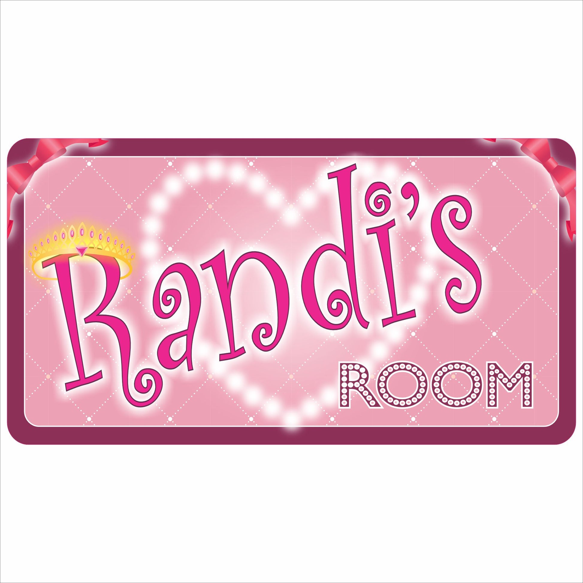 personalized princess kids room name sign pink crown theme
