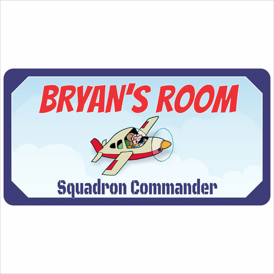 Personalized airplane kids room sign with custom name 