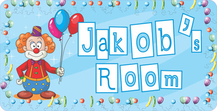 Colorful Clown Kids Room Sign with Balloons - Custom Decor